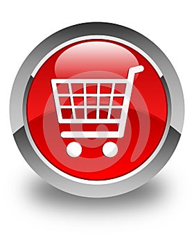 Ecommerce icon glossy red round button