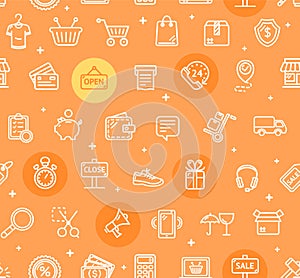 Ecommerce Online Service Pattern Background. Vector