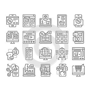 Ecommerce And Online Shopping Icons Set Vector .