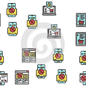 Ecommerce And Online Shopping Vector Seamless Pattern