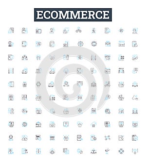 Ecommerce vector line icons set. Shopping, Online, Marketplace, Retail, Payment, Storefront, Investment illustration