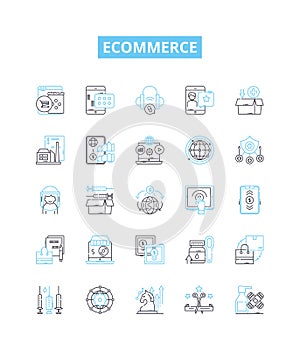 Ecommerce vector line icons set. Shopping, Online, Marketplace, Retail, Payment, Storefront, Investment illustration