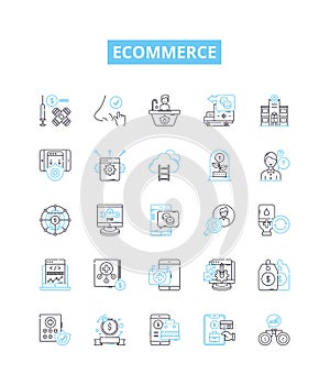 Ecommerce vector line icons set. Shopping, Online, Marketplace, Retail, Payment, Storefront, Investment illustration