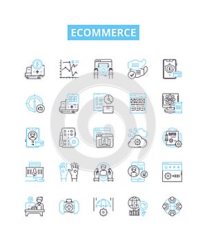 Ecommerce vector line icons set. Shopping, Online, Marketplace, Retail, Payment, Storefront, Investment illustration