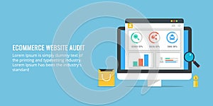 Ecommerce website audit - data analysis for marketing. Flat design ecommerce banner. photo