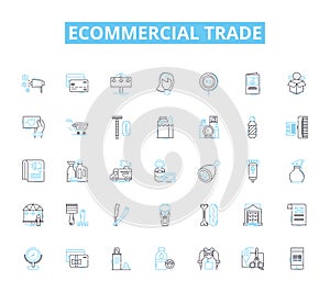 Ecommercial trade linear icons set. Ecommerce, Online, Marketing, Sales, Business, Internet, Digital line vector and