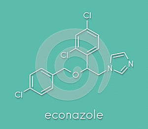 Econazole antifungal drug molecule. Skeletal formula.