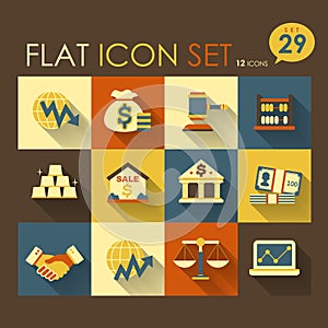 Economic activities & financial icon set