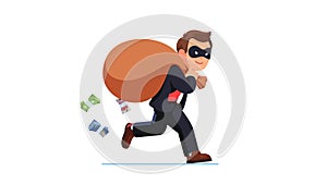 Economic crime. Robber carrying loot steal