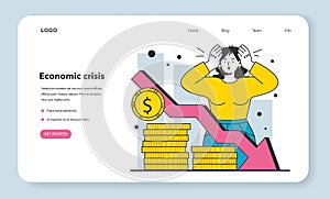 Economic crisis as a financial inflation cause web banner or landing page.