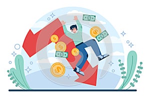 Economic crisis concept. Economical activity or output recession