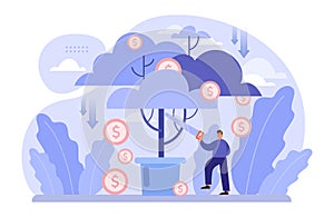 Economic crisis concept. Economical activity or output recession