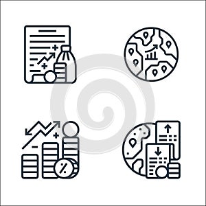 Economic crisis line icons. linear set. quality vector line set such as expend, interest, emerging markets