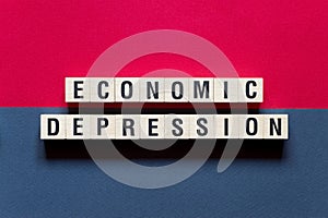 Economic depression word concept on cubes