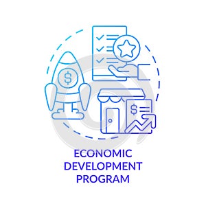 Economic development program blue gradient concept icon
