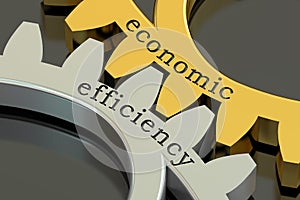 Economic efficiency concept on the gearwheels, 3D rendering