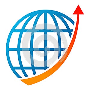 Globe graph arrow logo on white