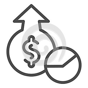 Economic growth rate line icon. Increase chart vector illustration isolated on white. Finance diagram outline style