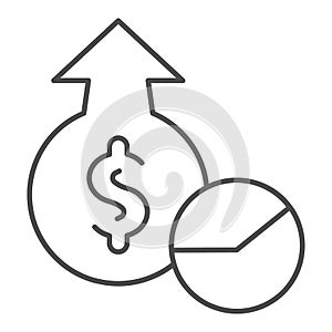 Economic growth rate thin line icon. Increase chart vector illustration isolated on white. Finance diagram outline style