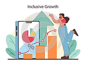Economic growth visualized. Charting upward trends in inclusive economy.