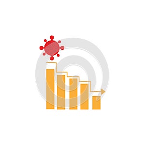 the economic impact of covid weakens symbol icon vector illustration design