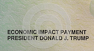 Economic Impact Payment stimulus check macro closeup Department of Treasury