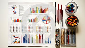 Economic Insights: Neatly Organized Charts and Graphs on White Background photo