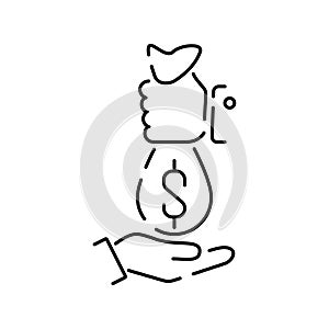 Economic line icon with popular problems and phrasing time is money, growth taxes, offshore, laundering. Vector flat style perfect