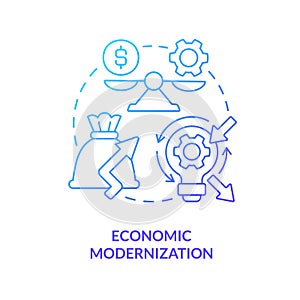 Economic modernization blue gradient concept icon