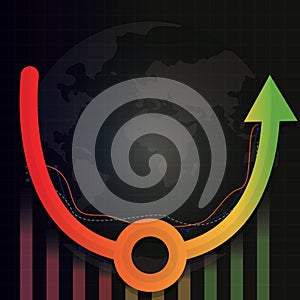 Economic recovery type after COVID-19 crisis. Post Coronavirus pandemic concept. Economy business investment growth up. Design by