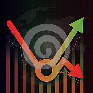 Economic recovery type after COVID-19 crisis. Post Coronavirus pandemic concept. Some economy business investment growth up,