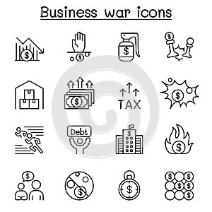 Economic sanction, Business war, trade war, business crisis icon set in thin line style photo