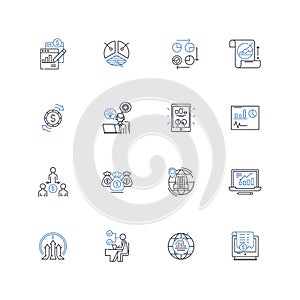 Economic system line icons collection. Capitalism, Socialism, Communism, Market, Free-market, Mixed, Command vector and