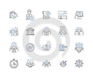 Economic union line icons collection. Integration, Cooperation, Alliance, Partnership, Harmonization, Consolidation