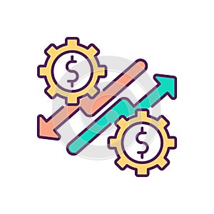 Economic upturn and downturn RGB color icon