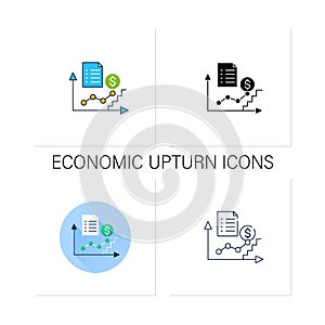 Economic upturn icons set photo