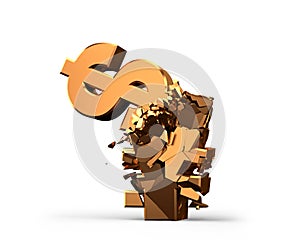 Economic war, USD vs. RMB, currency symbol fighting, 3D rendering