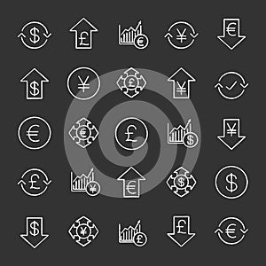 Economics chalk icons set