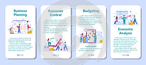 Economics and finance mobile application banner set. Business