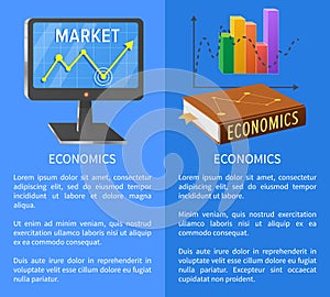 Economics Market Poster with Screen Showing Arrow