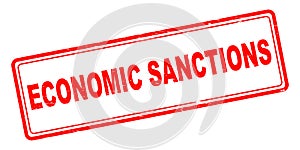 Economics sanctions stamp on white