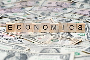 ECONOMICS in wooden block