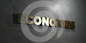 Economies - Gold text on black background - 3D rendered royalty free stock picture