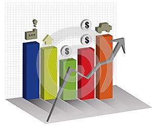 Economies Graph 3d Chart up trend background