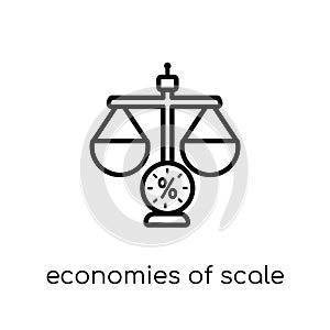 economies of scale icon. Trendy modern flat linear vector economies of scale icon on white background from thin line Economies