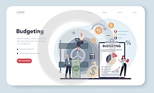 Economist concept. Budgeting web banner or landing page.