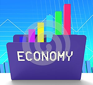 Economy File Showing Macro Economics 3d Rendering