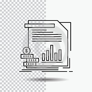 economy, finance, money, information, reports Line Icon on Transparent Background. Black Icon Vector Illustration