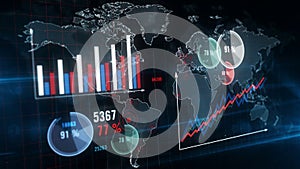 Economy, global business and finance 3d chart illustration