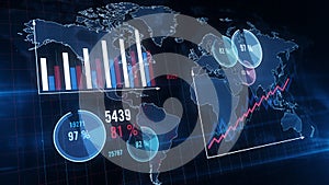 Economy, global business and finance 3d chart illustration